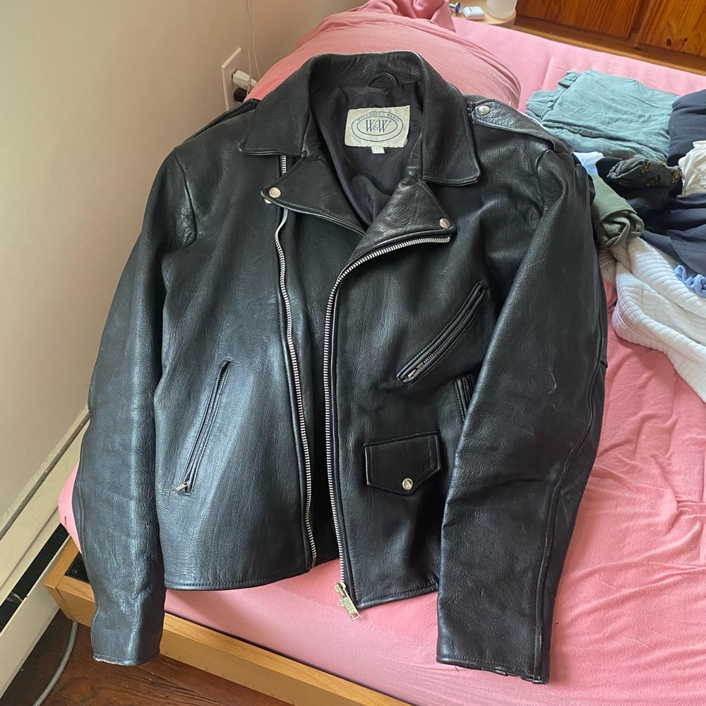 black leather motorcycle jacket 🖤 willabee & ward